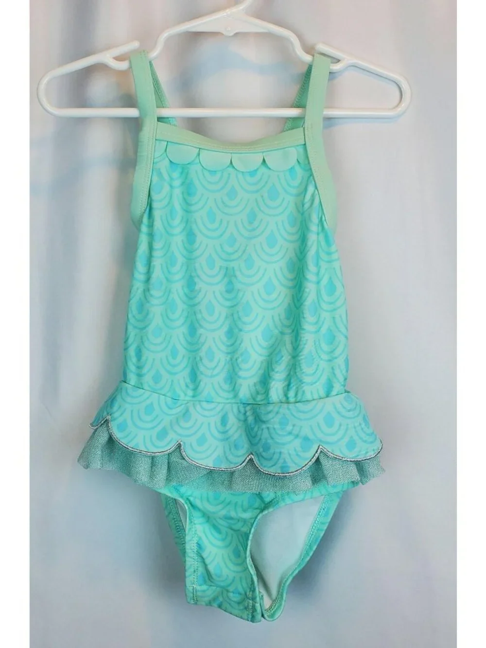 Cat & Jack Turquoise Mermaid Scales One-piece Bottom Enclosure Swimsuit Size 2T